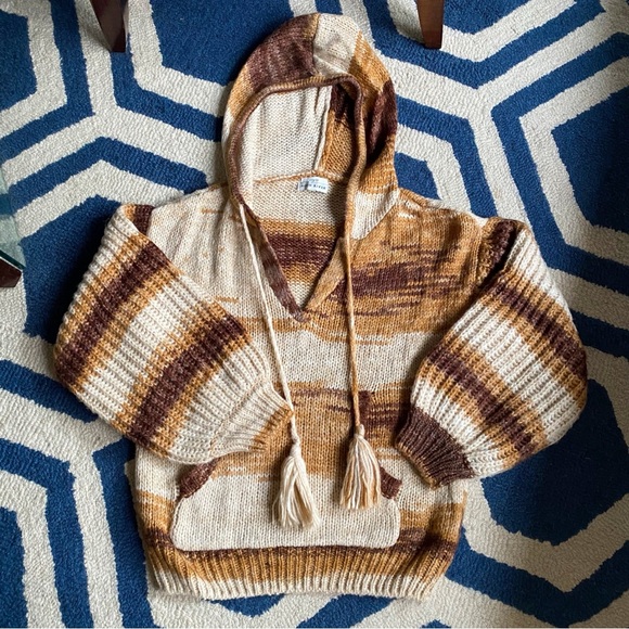 🍂 MOON RIVER BROWN TAN OMBRE KNIT TASSEL PANTS & HOODIE SET! - Picture 8 of 16